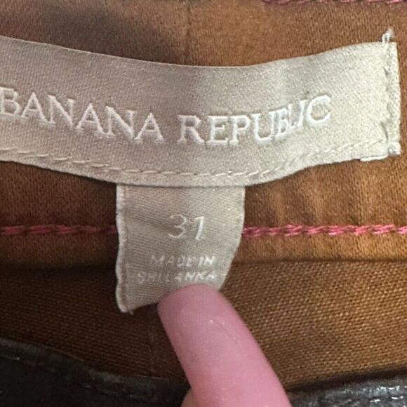 Banana Republic Brown Waxed Denim Mid-Rise Jeans Women's 31 Boho Moto - Picture 3 of 11